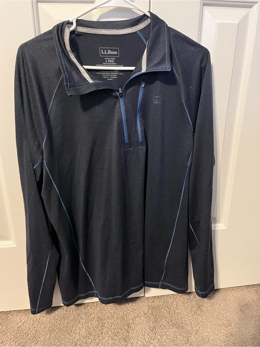 Blue LL Bean Men’s Large long sleeve shirt lightweight 1/4 zip